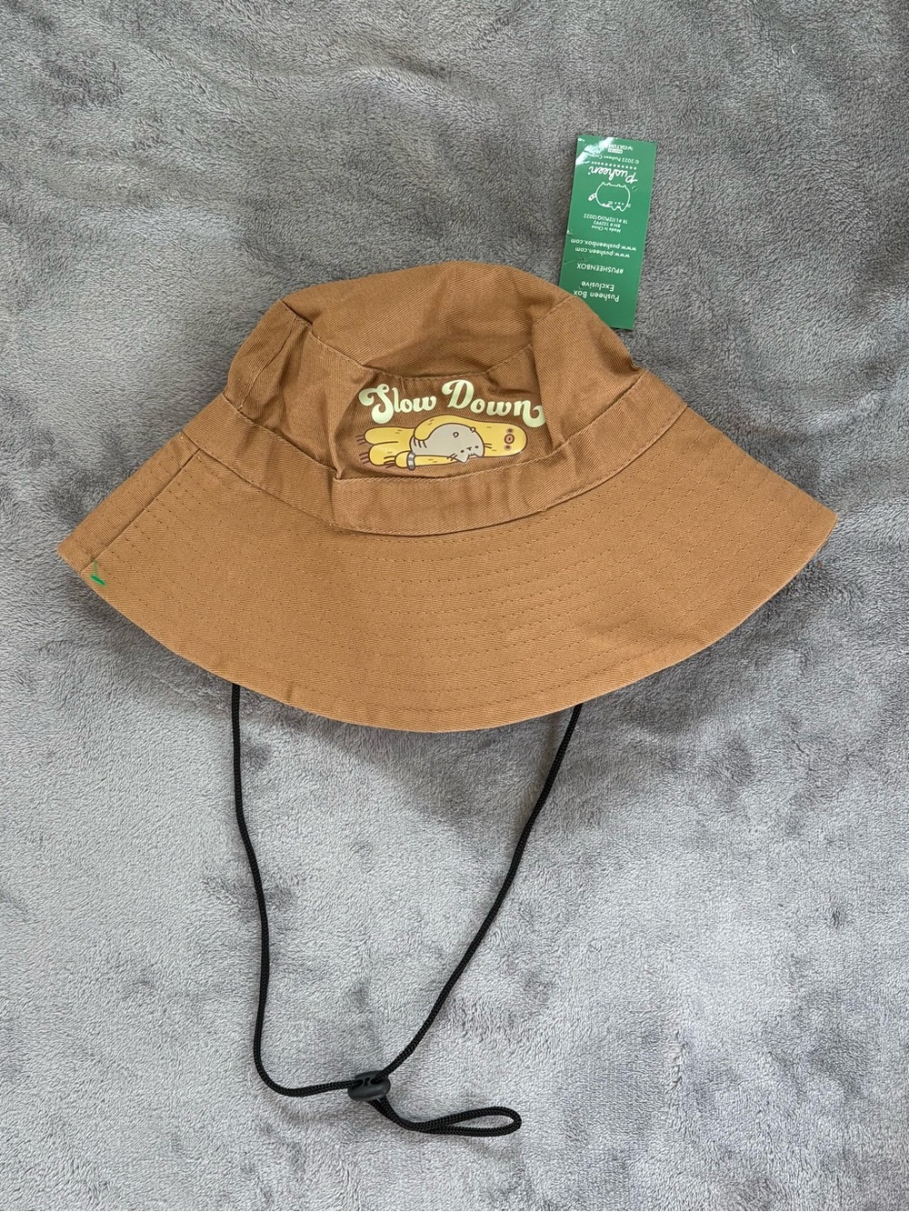 NWT Pusheen Box Spring 2022 Exclusive "Slow Down" Bucket Sun Hat with String